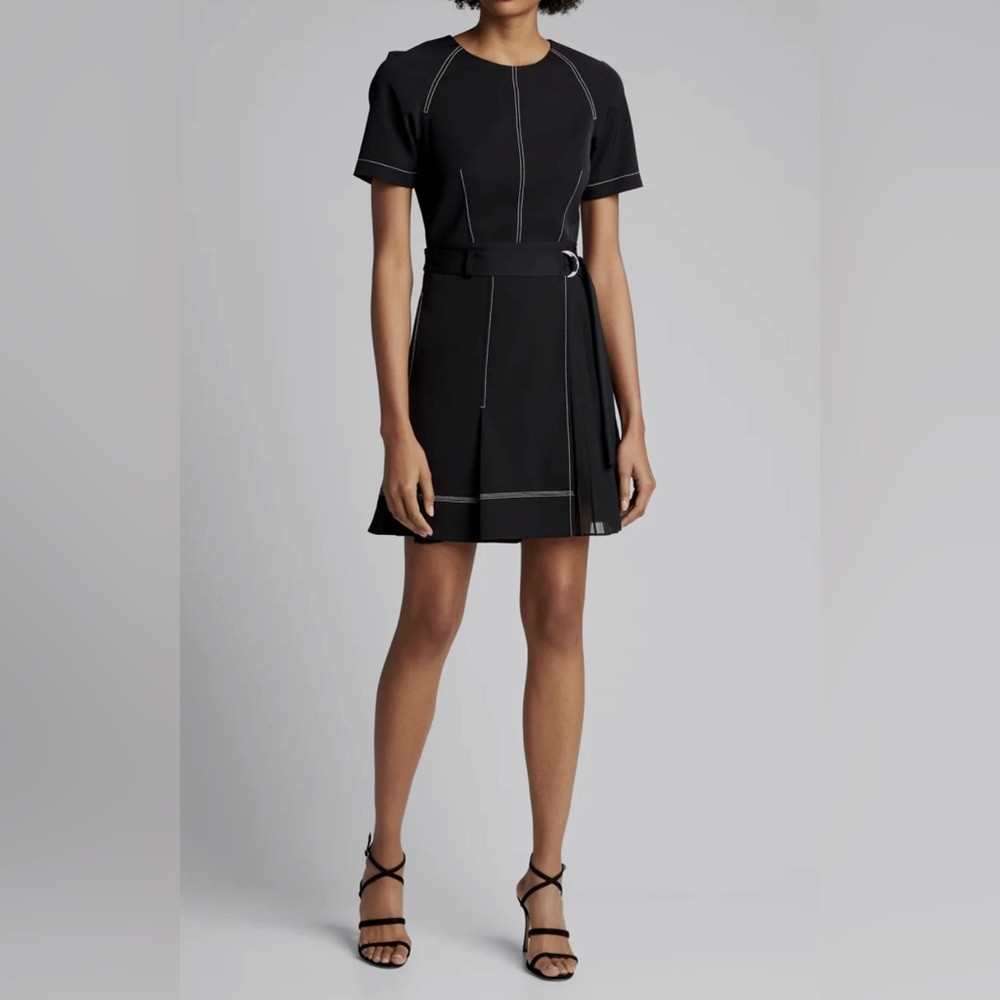 NWOT Jonathan Simkhai short sleeve pleated dress with belt.